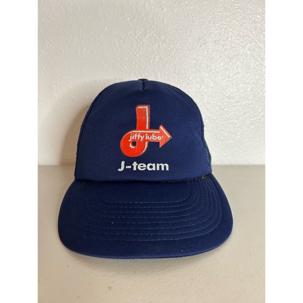 Vintage Jiffy Lube J-team Trucker Hat Mesh Back SnapBack Navy Blue